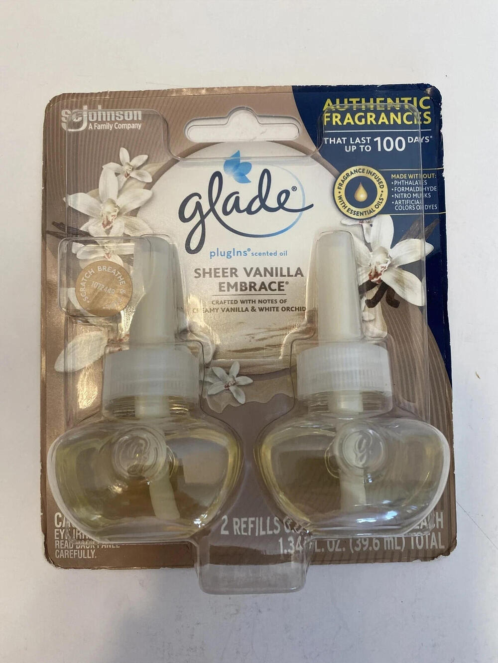 Open Box- GLADE PLUGINS REFILLS 2-Pack Scented Oil SHEER VANILLA EMBRACE